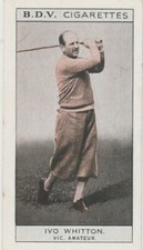 Cigarette card 1930's Australia BDV showing golfer Ivo Whitton & rower R Pearce 