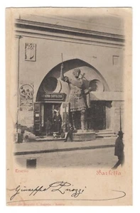 Postal vintage de finales del siglo XIX Barletta Italia frente de tienda escena callejera italiana   - Imagen 1 de 2