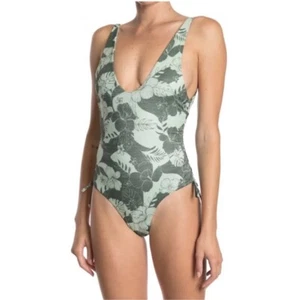 Bound by Bond Eye side ruched metallic floral swimsuit Size M Medium Green - Picture 1 of 9