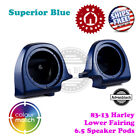 Advanblack Superior Blue 6.5" Speaker Pods Lower Fairing For Harley 83-13
