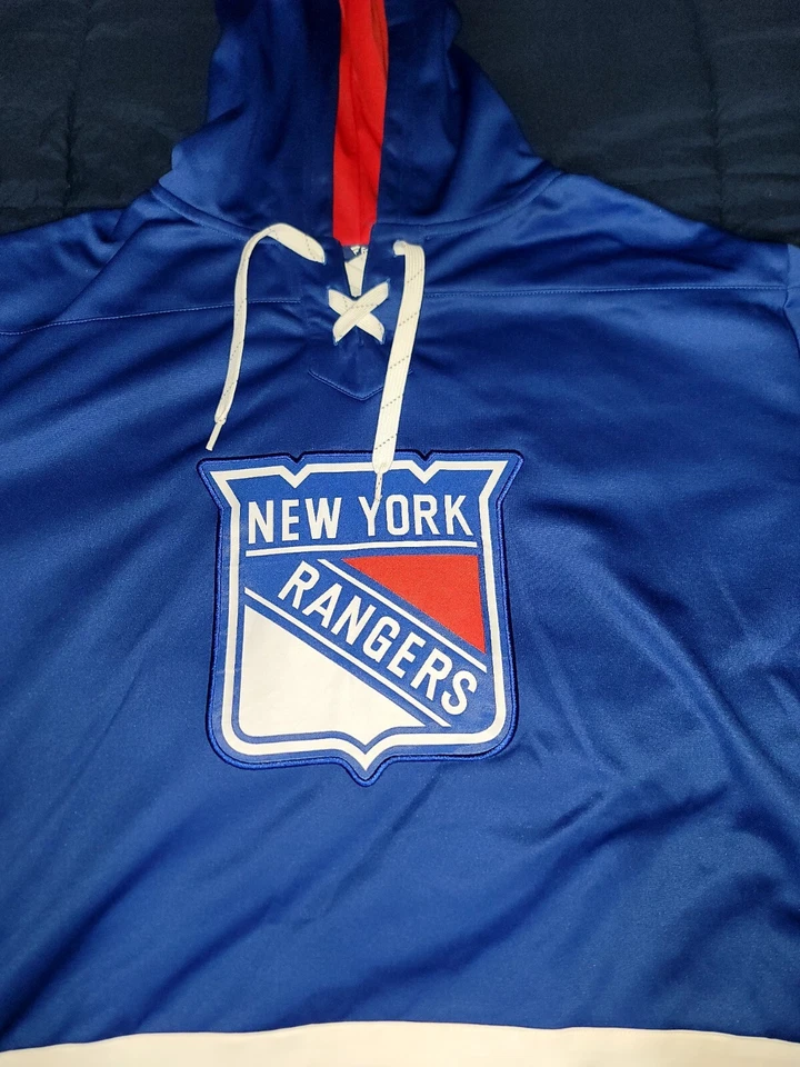 New NHL New York Rangers jersey style cotton hoodie men 3XL - Image 1 of 4