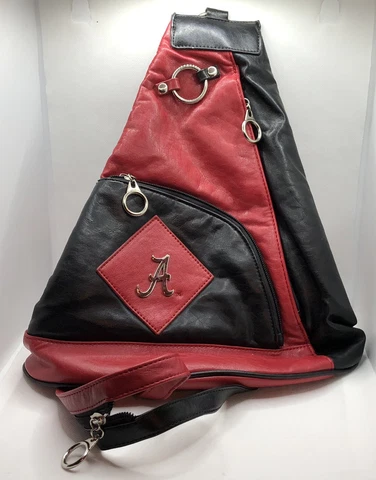 Yima ALABAMA CRIMSON TIDE Convertable Backpack Black/Red NWT Soft Leather Feel B Cover