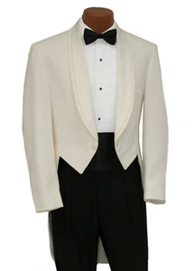Men's Ivory Oscar de la Renta Tuxedo Tailcoat with Satin Shawl Lapels 40R - Picture 1 of 3