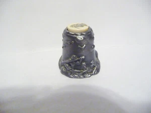 THIMBLE VINTAGE PEWTER ADMIRAL Z WHALING SCENE W/BOVINE HORN SCRIMSHAW P GALLEON - Picture 1 of 7