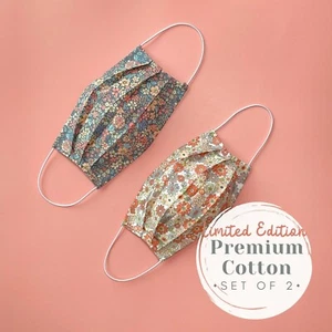 Cotton Face Mask With Filter Pockets Washable Handmade Floral pattern Pack of 2 - Picture 1 of 7