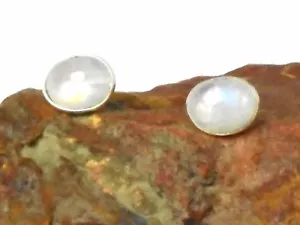 Pendientes de tachuelas de piedras preciosas Rainbow MOONSTONE plata esterlina 925 - 8 x 10 mm - Imagen 1 de 4