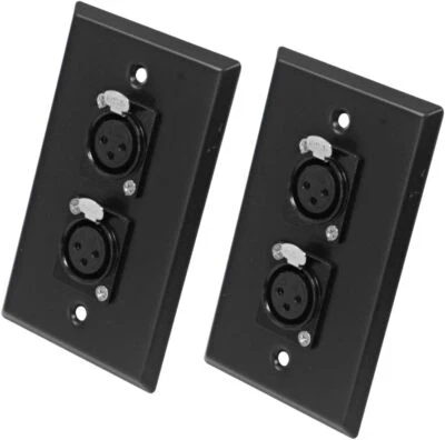 Par de placas de pared de acero inoxidable negro con conectores XLR hembra dobles Foto 1 de 3