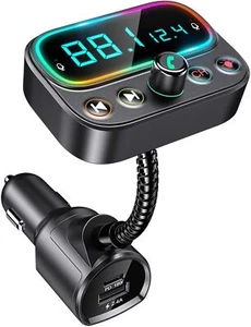 Wireless Bluetooth5.0 FM Transmitter Radio AUX Adapter USB Car LED Music Player - Picture 1 of 12
