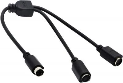 4 Pin Mini DIN S-Video to Dual Female Y Splitter S-Video Cable - Male to Female - Image 1 of 4