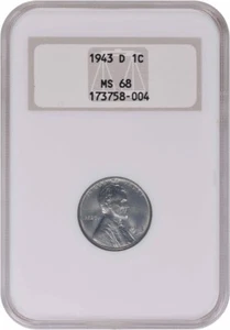 1943-D Steel Lincoln Cent MS68 NGC - Picture 1 of 4