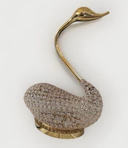 Crystal Quartz Gold Swan Long Neck Table Lamp - Picture 1 of 15