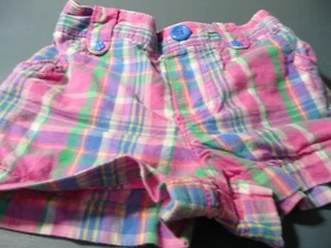 SHORTS PINK PLAID BABY GIRL  12 MONTH SIZE POCKETS - Picture 1 of 3