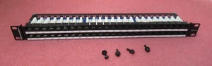 HellermannTyton CAT6 Unshielded 48 Port 1U Right Angled RJ45 Patch Panel Black - Photo 1/11
