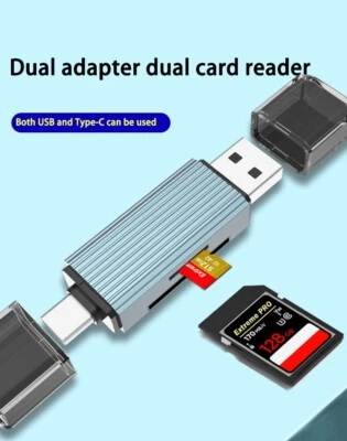 TF und SD Kartenleser USB 3.0 und USB-C auf SD/TF Speicherkarten Adapter 2 in 1 - Bild 1 von 4