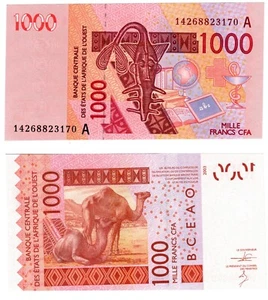 2014 West African States Ivory Coast 1000 Francs CFA P115 UNC - Picture 1 of 1