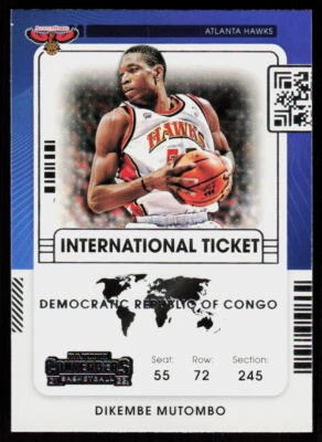 2021-22 Panini Contenders Dikembe Mutombo #28 Hawks International Ticket - Image 1 of 2