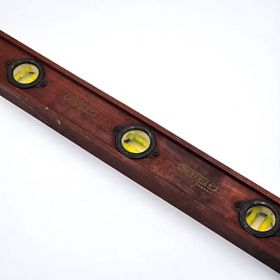 RARE Vintage STANLEY #323-24 Wood & 6 BUBBLE Level 24" Genuine Cherry - Made USA - Image 1 of 4
