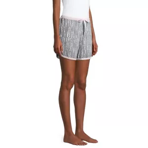 GRAY WHITE PINK TRIM SECRET TREASURES ABSTRACT SHORTS ONLY POCKETS DRAWSTRING 2X - Picture 1 of 4