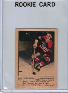 1951-52 Parkhurst hockey Clare Raglan original RC rookie card EX- BLACKHAWKS