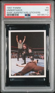 1997 Panini WWF Superstars Stickers Undertaker Mankind #5 PSA 7 NM