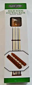 Classic Sport Solid Wood Cue Wall Rack, Holds 6 Cues Wall Mounted w/Hardware - Picture 1 of 4