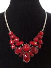 Cranberry Faceted Resin Bib Statement Necklace