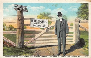 Postal MO: Frank James Outlaw, Excelsior Springs, Missouri WB 1920 - Imagen 1 de 2