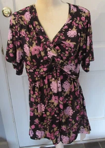 Blusa Top Muñeca Bebé Auciccoo Multicolor Floral Nudo Torcido Frontal Talla 1X - Imagen 1 de 4
