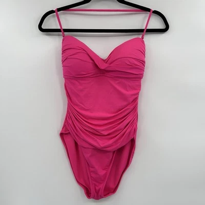 La Blanca Womens Ruched Halter One Piece Swimsuit Size 8 Pink Beach Slimming - Image 1 of 4