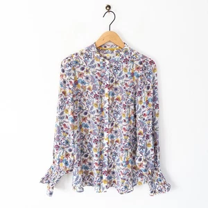 Boden Dominique Silk Shirt Size 16 White Multicoloured Floral Blouse RRP £140 - Picture 1 of 17