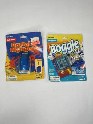 Lot Of 2 Vintage Boggle Keychain Sealed Basic Fun Hasbro Barrel of Monkeys - Image 1 of 4