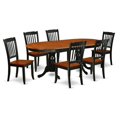 East West Furniture Plainville 7-Piece Wooden Dining Set in Black/Cherry - Image 1 of 4