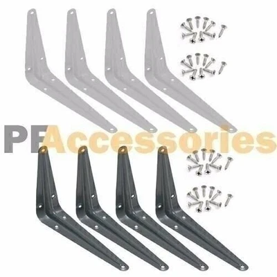 Heavy Duty Utility Metal Wall Shelf Corner Bracket Shelfing Support White Grey - Image 1 of 3
