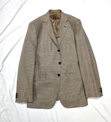 Blazer Abrigo Deportivo Hombre RAFFAELE CARUSO Lana LINO SEDA 40 R UE 50 Beige CHECK Foto 1 de 4