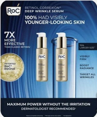 2 ROC Retinol Correxion Deep Wrinkle Serum 97% Visibly Reduced Lines 1oz SEALED - Image 1 of 4