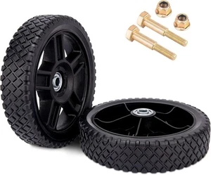(2-pack) 8-Inch Lawn Mower Wheels Fits Most Standard push 8 inch, black - Picture 1 of 9