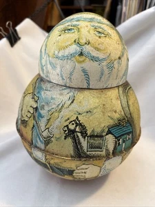 Roly Poly Santa Vintage Blechbehälter 1980 Bristolware 7 1/2” hoch 6” breit - Bild 1 von 9