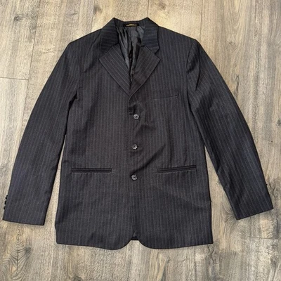 Chaqueta Blazer Abrigo Deportivo Van Heusen Niños Negro Rayas Tres Botones Talla 18R Foto 1 de 4