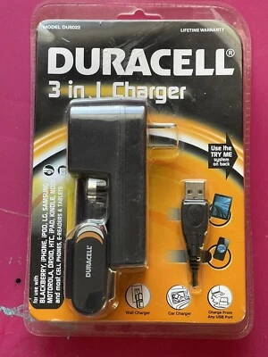 NUEVO DURACELL 3 en 1 Cargador Teléfono Celular Modelo DU8001 iPhone, LG, Samsung Foto 1 de 4