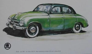 Skoda Type 1200 1952 Picture Car Vladimir Bidlo Skoda Printed Illustration  - Picture 1 of 3