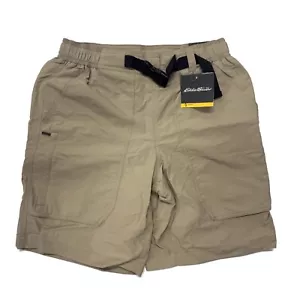 Eddie Bauer Travex Shorts Mens Small Khaki Nylon Belt NWT River Explorer Beige - Picture 1 of 10