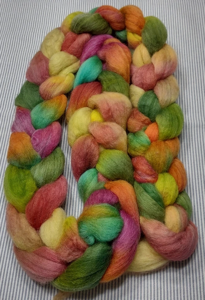 USA Hand Dyed Painted Med Wool Combed Top Roving Spinning Felting Cider House - Image 1 of 1