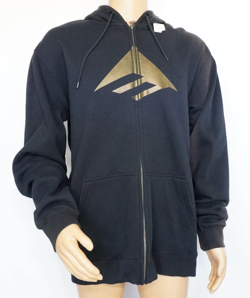Sudadera con Capucha EMERICA Cremallera Cremallera Logo Negro Dorado X-Grande NUEVA *BLEMA-DESTEÑIDA* Foto 1 de 4