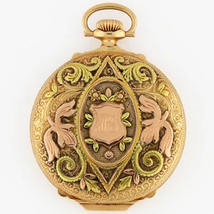 Elgin 14K Solid MultiColor Green Gold Hunter Case HC Box Scharnier Taschenuhr 45mm - Bild 1 von 8