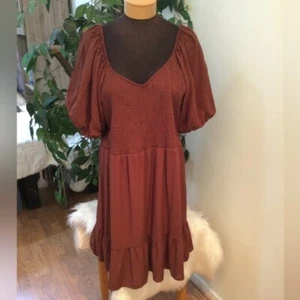 Maurice’s braunes kurzärmliges Minikleid mit Herzausschnitt Damen 2X - Bild 1 von 13