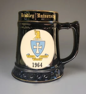 Rare 1964 Bradley University Beer Mug Black & Gold - Picture 1 of 4