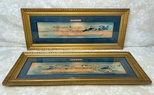 Par de marcos dorados de arte de caja de sombra oriental de corcho tallado dorado - Imagen 1 de 11