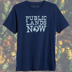 Patagonia Herren Navy Public Lands Now Bio Baumwolle T-Shirt, Größe XL SCHMALE PASSFORM - Bild 1 von 1