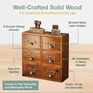 MEJOR Estilo Vintage Madera Organizador Cataloghi Tarjetas Cajas Almacenamiento - Foto 1 di 8