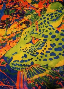 AOFMOKA Hidden Animals Abstract Glow Fluorescent Blacklight UV Neon T-Shirt XL - Picture 1 of 7